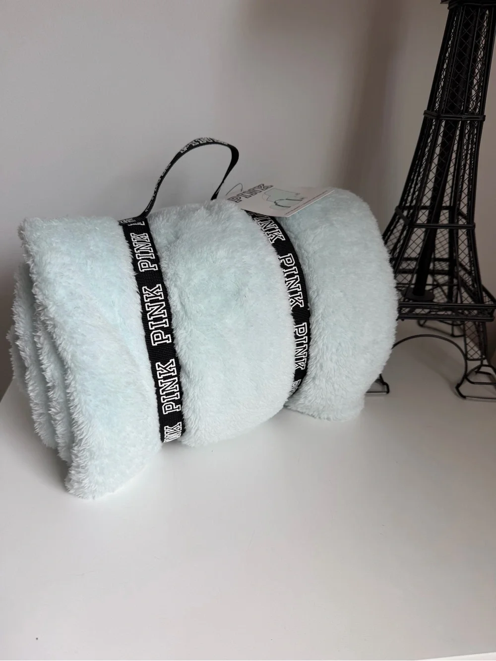 PINK Mint Green Plush Cozy Blanket with Branded Trim